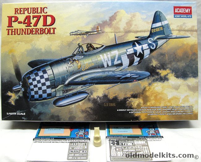 Academy 1/48 P-47D Thunderbolt + Eduard 2x PE Sets + Resin Seat, 2159 plastic model kit